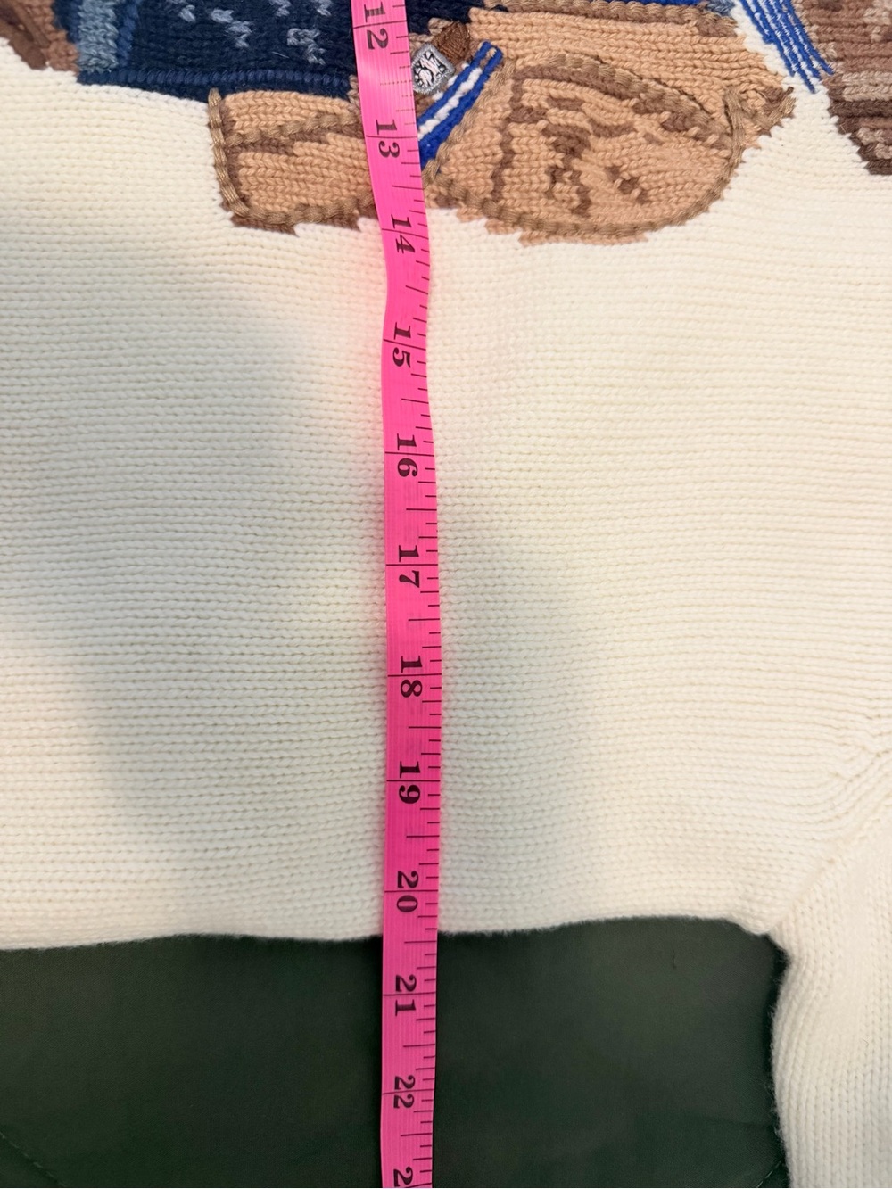 Polo by Ralph Lauren Cream Crewneck Sweater with Bear Graphic - Picture 3 of 4
